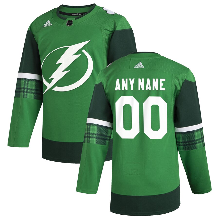 Tampa Bay Lightning Men Adidas 2020 St. Patrick Day Custom Stitched NHL Jersey Green